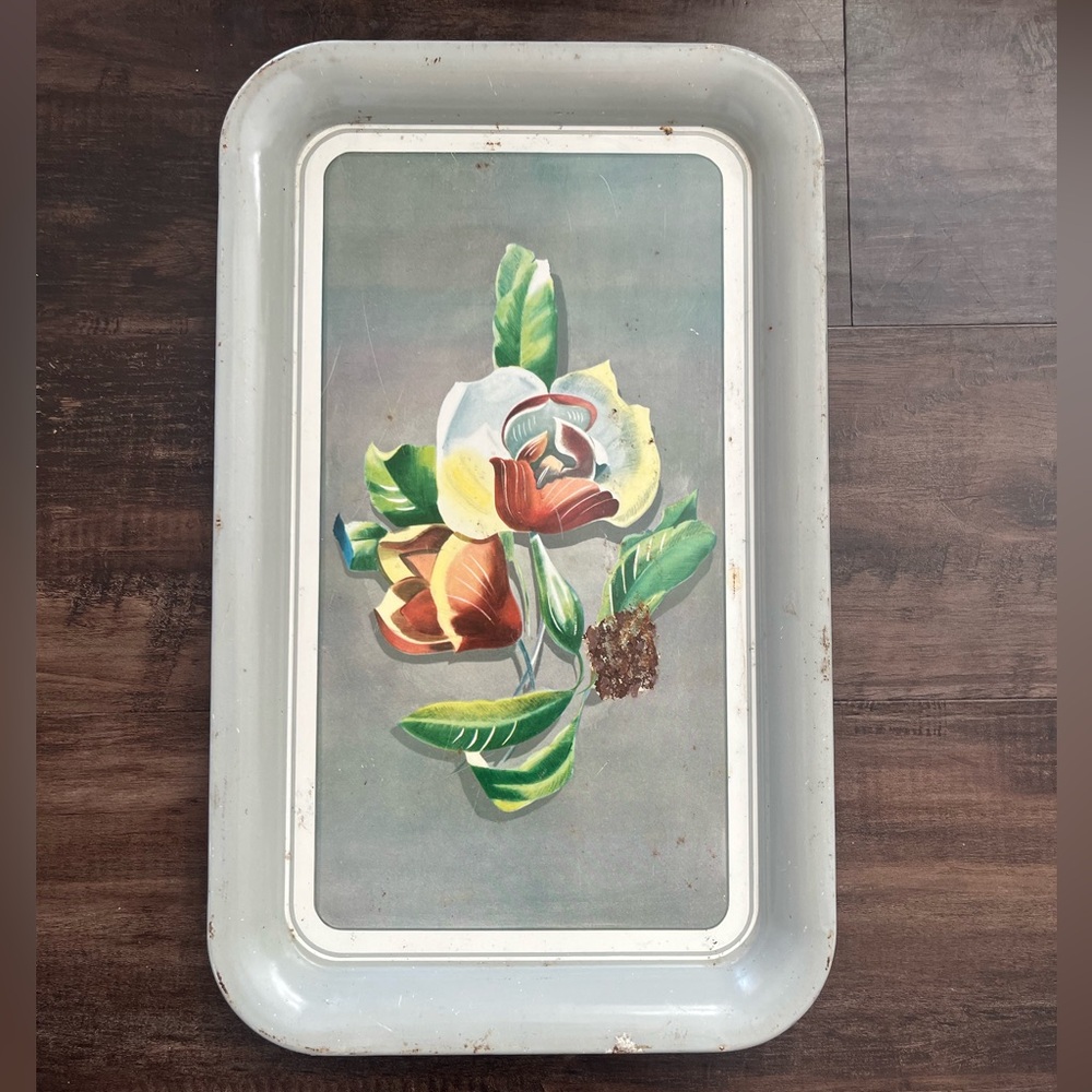 Floral Metal Serving Tray